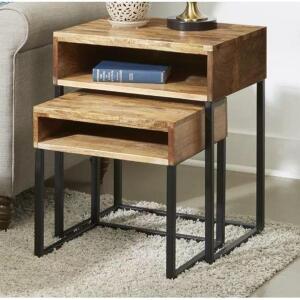 SANIYAH 24'' TALL SOLID WOOD SLED NESTING TABLES