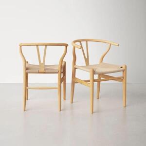 (2) - NATURAL ASH WISH CHAIRS WITH CLASSIC WOVEN SEAT