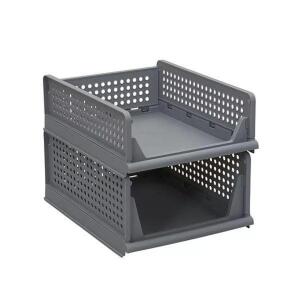 (2) - HOUSEHOLD ESSENTIALS STACKING PLASTIC STORAGE TRAY, 2 PIECE SET