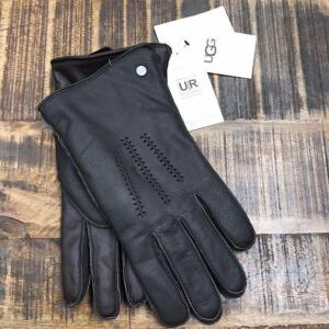 UGG LINED WRANGELL LEATHER SMART GLOVES BROWN