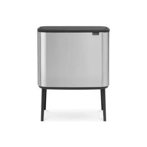 MATTE STEEL FINGERPRINT PROOF BO TOUCH TOP MULTI-COMPARTMENTS TRASH & RECYCLING BIN