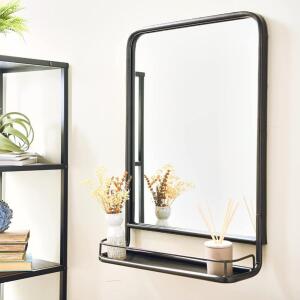 RECTANGLE METAL WALL MIRROR WITH SHELF