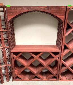 DESCRIPTION: SONOMA DESIGNER WINE RACK KIT - DIAMOND WINE BIN COUNTER WITH ARCHWAY RETAIL PRICE: $1,450.00 ADDITIONAL INFORMATION: REDWOOD DARK WALNUT