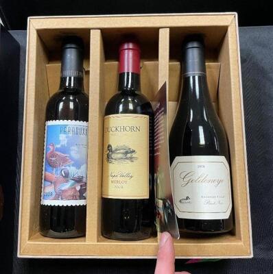 DESCRIPTION: BOX SET - GOLDENEYE, DUCKHORN, AND PARADUXX RETAIL PRICE: $90.00 SIZE: 375 ML EACH QTY: 1