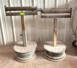DESCRIPTION: (2) ADJUSTABLE HEIGHT ROLLER MATERIAL STANDS SIZE: 20" W QTY: 2