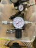 DESCRIPTION: ASSORTED PRESSURE GAUGES AND REGULATORS WITH AIR HOSE QTY: 1 - 4