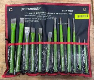 DESCRIPTION: 12PC INDUSTRIAL PUNCH AND CHISEL SET BRAND/MODEL: PITTSBURGH 04885 QTY: 1