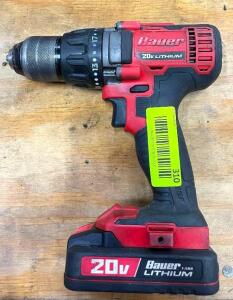 DESCRIPTION: 20V 1/2" DRILL/DRIVER WITH (2) BATTERIES, CHARGER AND SOFTSHELL CASE BRAND/MODEL: BAUER 1791C-B1 QTY: 1