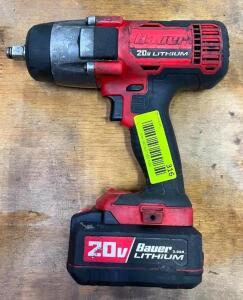 DESCRIPTION: 20V 1/2" CORDLESS IMPACT WRENCH WITH BATTERY BRAND/MODEL: BAUER 1782C-B QTY: 1