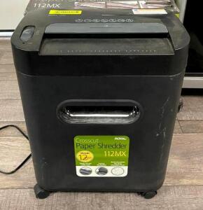 DESCRIPTION: 12-SHEET CROSSCUT PAPER SHREDDER BRAND/MODEL: ROYAL 112MX QTY: 1