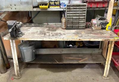 DESCRIPTION: 72" X 29" METAL WORKBENCH W/ MOUNTED VISE QTY: 1