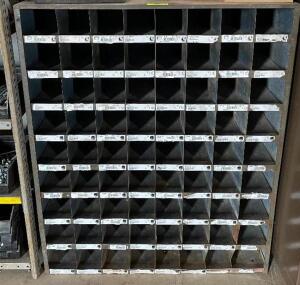 DESCRIPTION: 42" SMALL PARTS ORGANIZER / SHELVING UNIT - EMPTY LOCATION: DOCK DOOR AREA THIS LOT IS: ONE MONEY QTY: 1