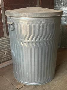 DESCRIPTION: (4) - LARGE METAL WASTE BINS WITH LIDS ADDITIONAL INFORMATION: LIDS INCLUDED. GOOD OVERALL CONDITION. SIZE: 26" X 21" THIS LOT IS: SOLD B