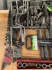 DESCRIPTION: CONTENTS OF SHELF (ASSORTED SOCKETS AND HAND TOOLS AS SHOWN) QTY: 1 - 6