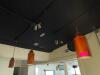 (3) ORANGE GLASS CYLINDER PENDANT LIGHT FIXTURES. - 2