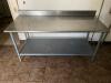 72" X 30" STAINLESS TABLE W/ 4" BACK SPLASH