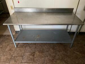 72" X 30" STAINLESS TABLE W/ 4" BACK SPLASH