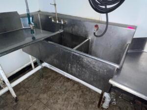 60" THREE WELL STAINLESS POT SINK.