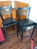 (2) 30" METAL BAR STOOLS W/ BLACK PADDED SEATS.