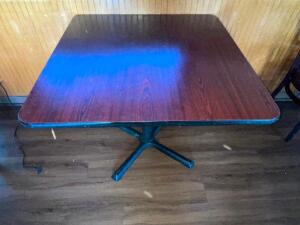 (3) 36" X 36" LAMINATE WOOD TABLES W/ BASES.