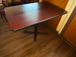 (2) 42" X 30" LAMINATE WOOD TABLES W/ BASES.