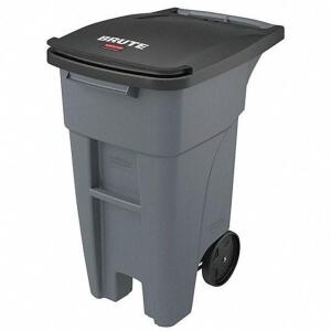 DESCRIPTION: (1) HDPE RECTANGULAR TRASH CAN BRAND/MODEL: RUBBERMAID #53PY25 RETAIL$: $143.78 SIZE: 32 GALLON QTY: 1