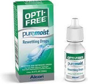 DESCRIPTION: (24) BOTTLES OF REWETTING DROPS BRAND/MODEL: OPTI-FREE RETAIL$: $7.99 EA SIZE: 12 ML QTY: 24