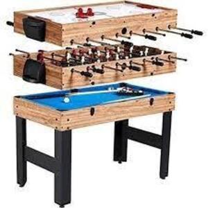 DESCRIPTION: (1) 3 IN 1 COMBO GAME TABLE BRAND/MODEL: MD SPORTS #821735548328 INFORMATION: POOL HOCKEY FOOSEBALL RETAIL$: $179.00 QTY: 1