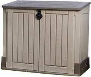 DESCRIPTION: (1) ALL WEATHER STORAGE SHED BRAND/MODEL: KETER STORE IT OUT INFORMATION: BEIGE RETAIL$: $168.00 EA SIZE: 30 CU FT QTY: 1