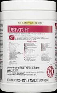 DESCRIPTION: (6) DISINFECTANT TOWELS BRAND/MODEL: DISPATCH RETAIL$: $20.00 EA SIZE: 150 A CAN QTY: 6