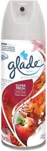 DESCRIPTION: (6) COMMERCIAL GRADE AIR FRESHENER BRAND/MODEL: GLADE SUPER FRESH INFORMATION: APPLE RETAIL$: $7.49 EA SIZE: 13.8 OZ QTY: 6