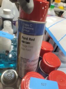 DESCRIPTION: (6) SPRAY PAINT BRAND/MODEL: CLASS C SOLUTIONS GROUP #BD1381 INFORMATION: FORD RED RETAIL$: $8.76 SIZE: 12 OZ QTY: 6