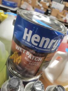 DESCRIPTION: (2) WET PATCH ROOF CEMENT LEAK REPAIR BRAND/MODEL: HENRY RETAIL$: $21.28 EA SIZE: 1 GALLON QTY: 2