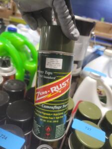 DESCRIPTION: (6) SPRAY PAINT BRAND/MODEL: ZERO RUST FMSCT159 INFORMATION: SEAFOAM GREEN RETAIL$: $13.78 EA SIZE: 12 OZ QTY: 6