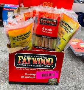 DESCRIPTION: (17) 4CT PACKS OF ALL NATURAL FIRE STARTER BRAND/MODEL: FATWOOD QTY: 1