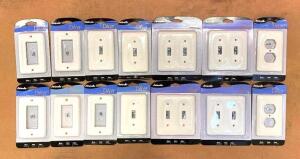 DESCRIPTION: (14) ASSORTED OUTLET/SWITCH CERAMIC WALL PLATES IN WHITE BRAND/MODEL: AMERELLE QTY: 14