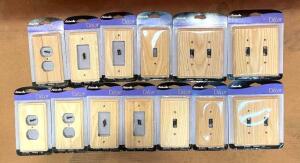 DESCRIPTION: (13) ASSORTED OUTLET/SWITCH GENUINE ASH WOOD WALL PLATES IN UNFINISHED BRAND/MODEL: AMERELLE QTY: 13