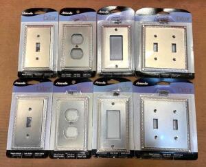 DESCRIPTION: (8) ASSORTED OUTLET/SWITCH CAST METAL WALL PLATES IN SATIN NICKEL BRAND/MODEL: AMERELLE QTY: 8