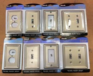 DESCRIPTION: (8) ASSORTED OUTLET/SWITCH STAMPED STEEL WALL PLATES IN BRUSHED NICKEL BRAND/MODEL: AMERELLE QTY: 8