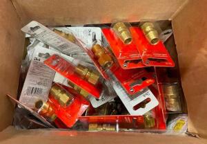 DESCRIPTION: BOX OF ASSORTED BRASS FITTINGS QTY: 1