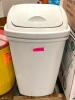 DESCRIPTION: (2) WHITE SWING LID TRASH BINS QTY: 2