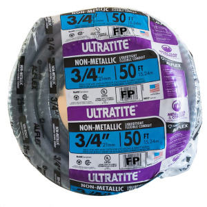 DESCRIPTION: TITAN ULTRATITE NON-METAL LIQUID TIGHT CONDUIT BRAND/MODEL: SOUTHWIRE 240410 RETAIL$: $68.98 SIZE: 3/4"X50' QTY: 1