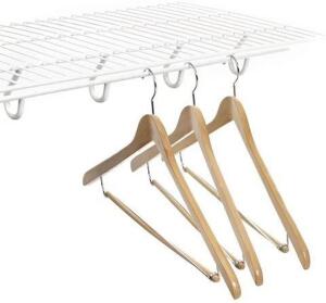 DESCRIPTION: (2) 4' WIRE SHELVES WITH HANGING ROD BRAND/MODEL: SCHULTE 1111-1248-11 RETAIL$: $18.14 EACH SIZE: 48"X12" QTY: 2