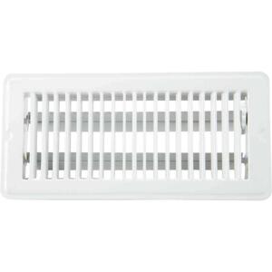 DESCRIPTION: (5) WHITE STEEL FLOOR REGISTERS BRAND/MODEL: HOME RETAIL$: $10.79 EACH SIZE: (1) 4"X10" AND (4) 4"X12" QTY: 5