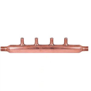 DESCRIPTION: (10) 3/4" BARB INLET X 1/2" BARB COPPER 4-PORT PEX MANIFOLD BRAND/MODEL: APOLLO RETAIL$: $15.98 EACH QTY: 10