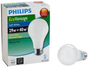 DESCRIPTION: (3) 4CT BOXES OF 40W REPLACEMENT A19 DIMMABLE BULBS BRAND/MODEL: PHILIPS RETAIL$: $9.99 EACH QTY: 3