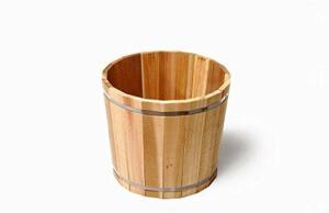 DESCRIPTION: (2) 15" MEDIUM OUTDOOR CEDAR BARREL PLANTER BRAND/MODEL: SGC PLANTERS RETAIL$: $24.99 EACH QTY: 2