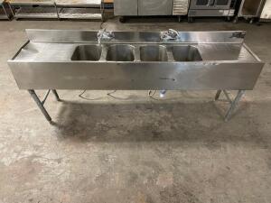 EAGLE 84" UNDER BAR STAINLESS SINK W/ LEFT AND RIGHT DRY BOARDS.