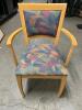 (10) WOODEN ARM CHAIRS W/ UPHOLSTERED SEATS