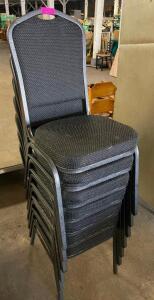 (7) BLACK UPHOLSTERED STACK CHAIRS